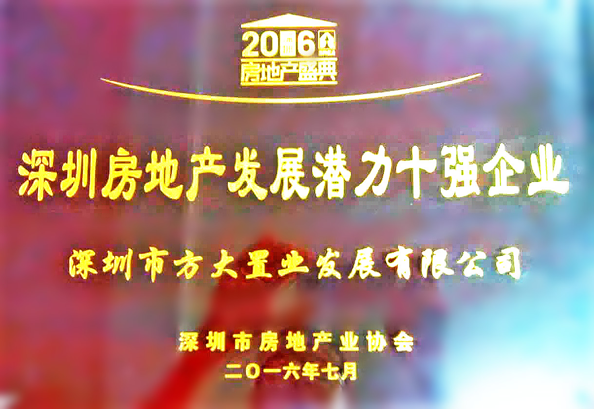 2016 深圳房地產(chǎn)發(fā)展?jié)摿κ畯?qiáng)企業(yè)